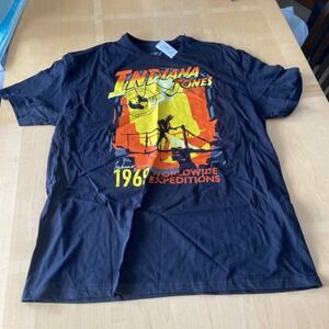 Indiana Jones Mens Shirt 1969 WorldWide Expeditions Size XL 46-48 Black Tshirt